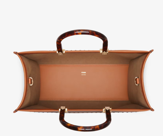 FENDI SUNSHINE CALFSKIN LEATHER MEDIUM TOTE BAG