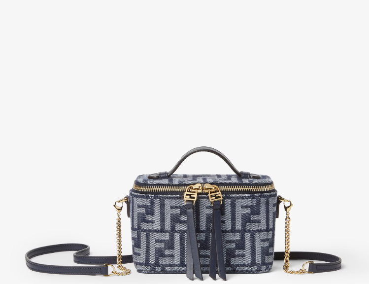 FENDI VANITY BLUE DENIM FF JACQUARD MINI BAG