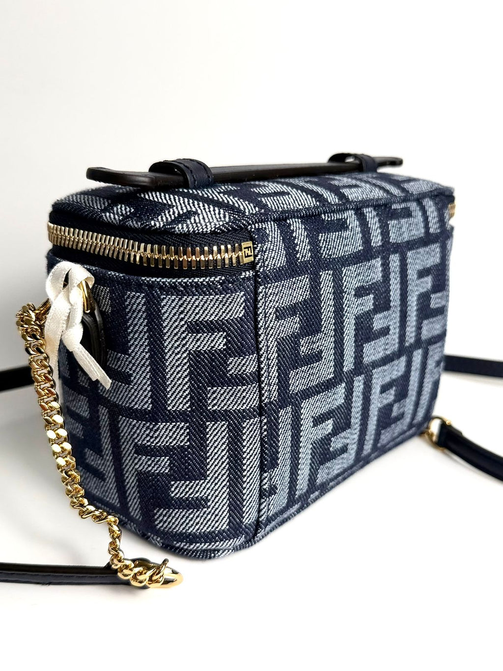 FENDI VANITY BLUE DENIM FF JACQUARD MINI BAG