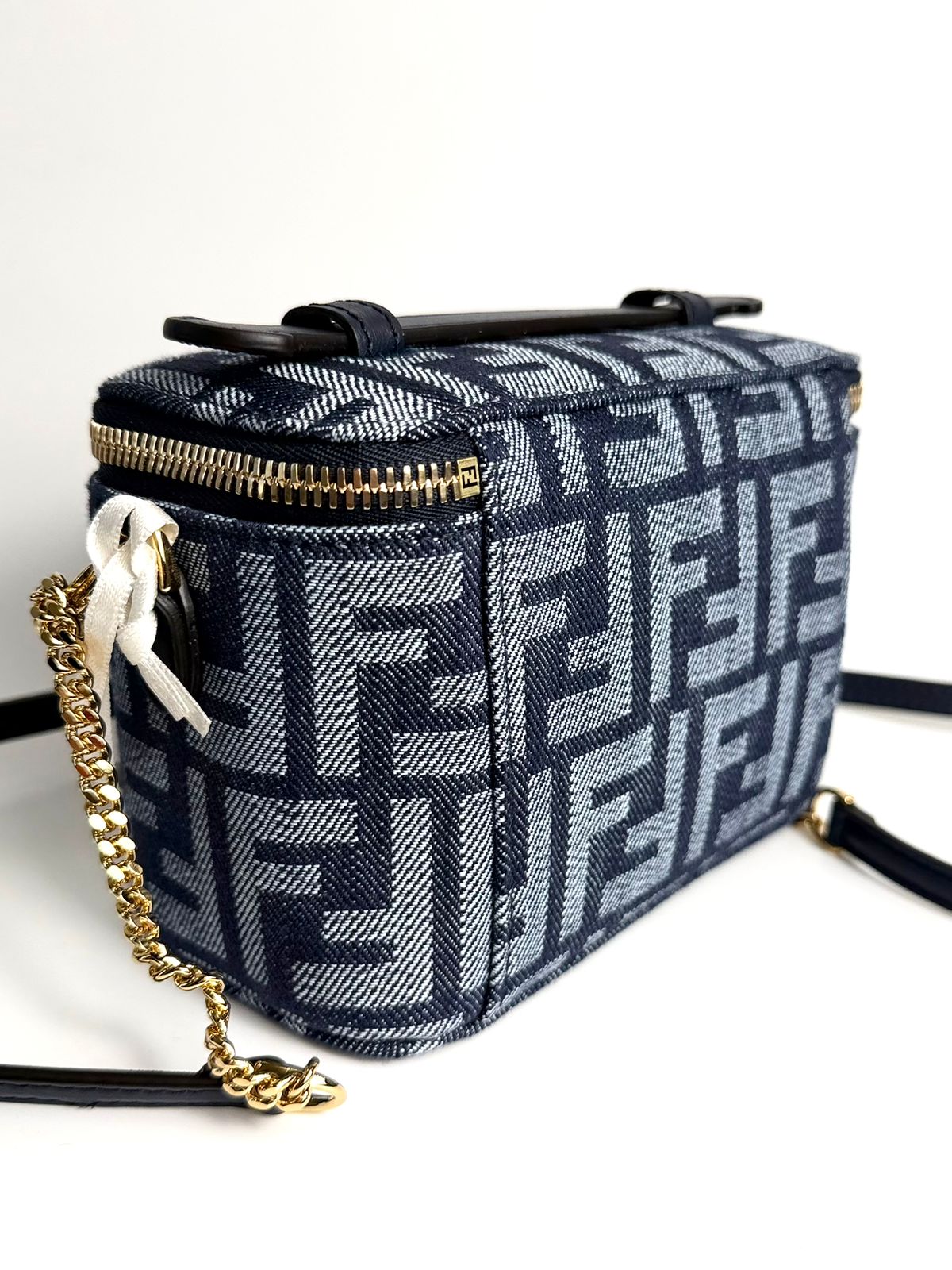 FENDI VANITY BLUE DENIM FF JACQUARD MINI BAG