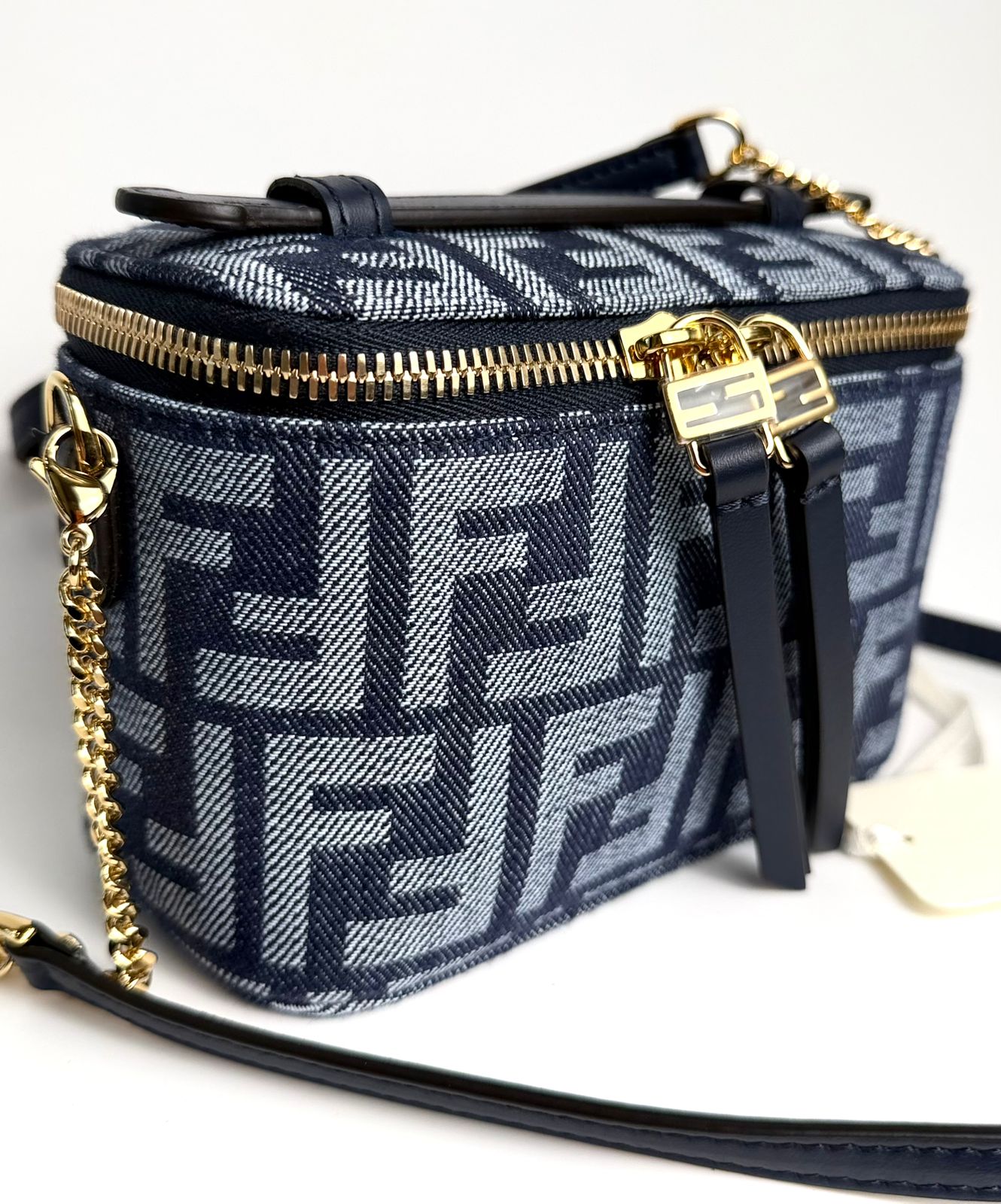 FENDI VANITY BLUE DENIM FF JACQUARD MINI BAG