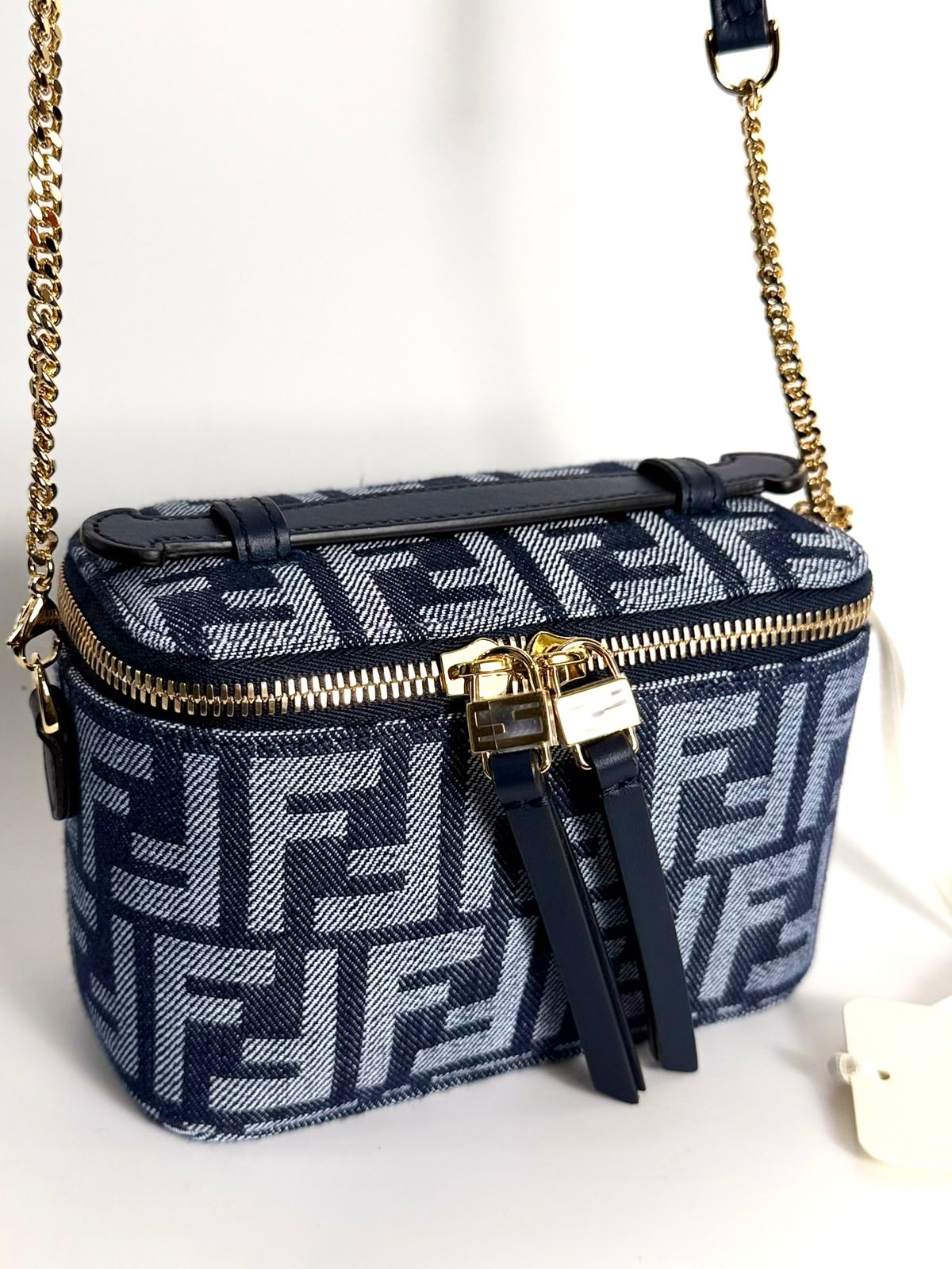 FENDI VANITY BLUE DENIM FF JACQUARD MINI BAG
