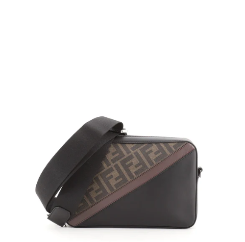 FENDI ZUCCA COATED CANVAS & LEATHER CAMERA BAG