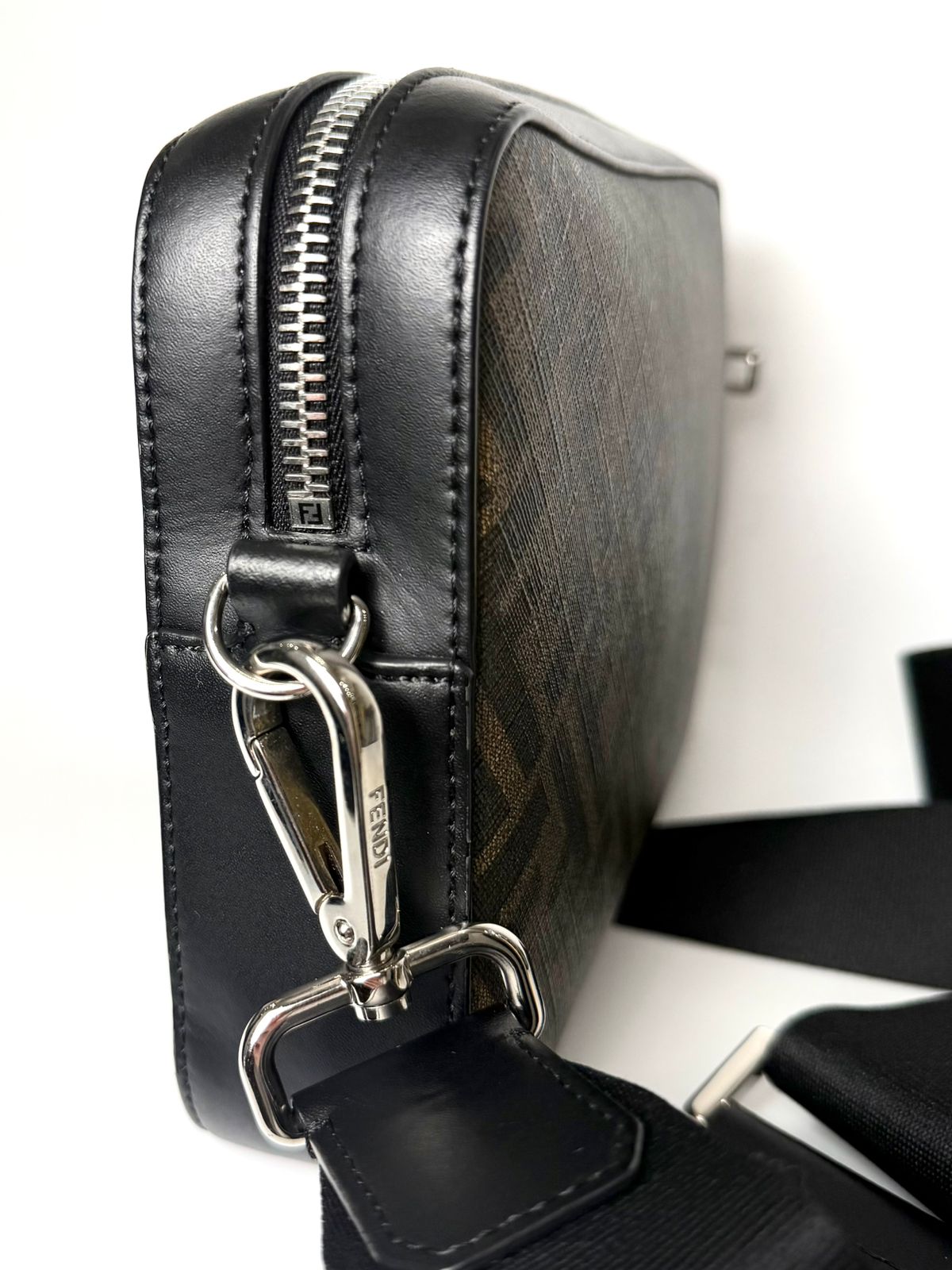 FENDI ZUCCA COATED CANVAS & LEATHER CAMERA BAG