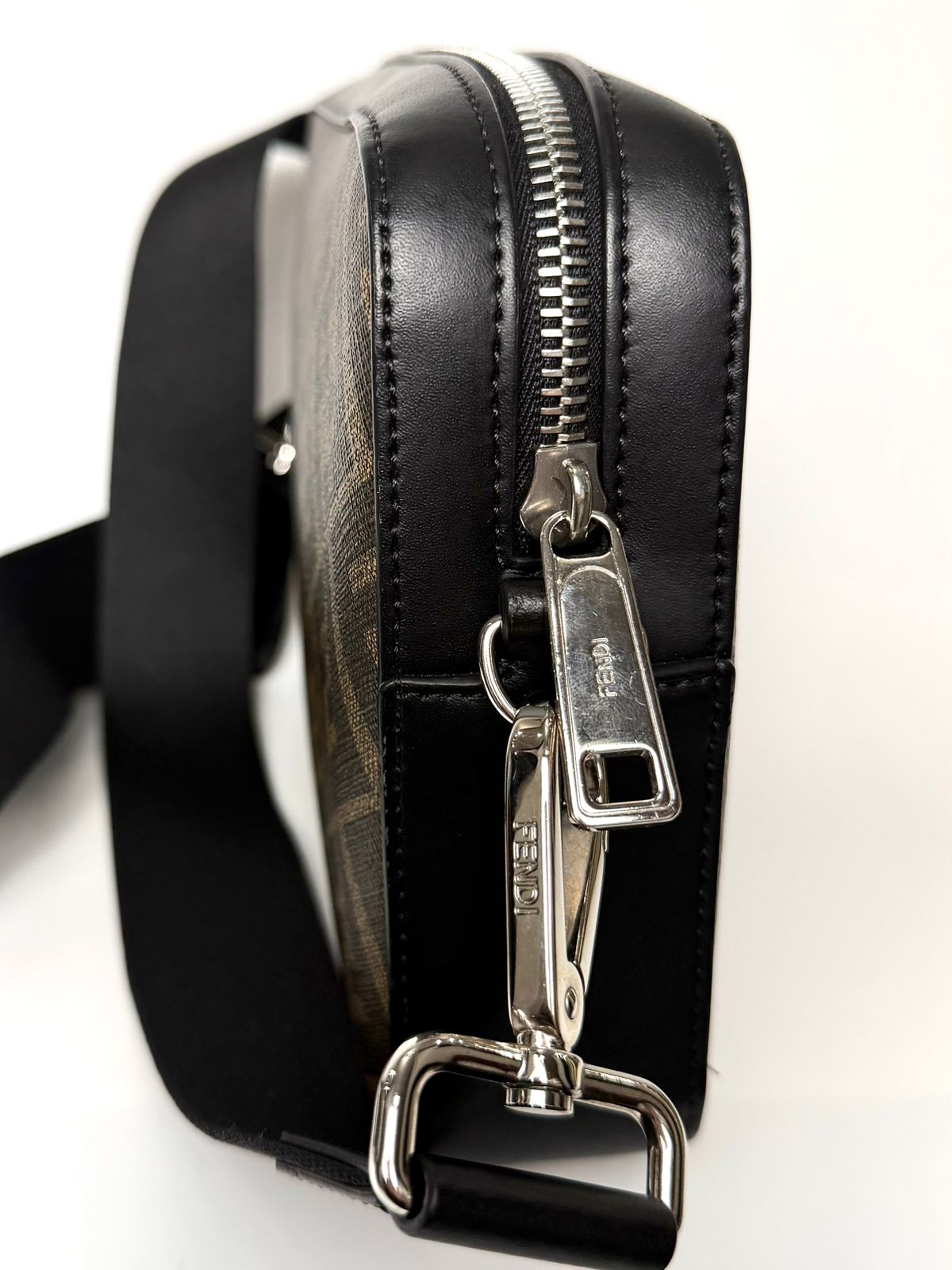 FENDI ZUCCA COATED CANVAS & LEATHER CAMERA BAG