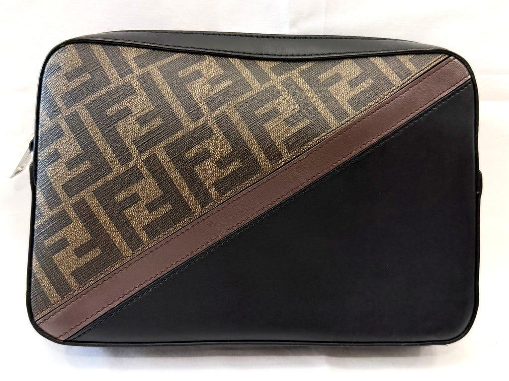 FENDI ZUCCA COATED CANVAS & LEATHER CAMERA BAG