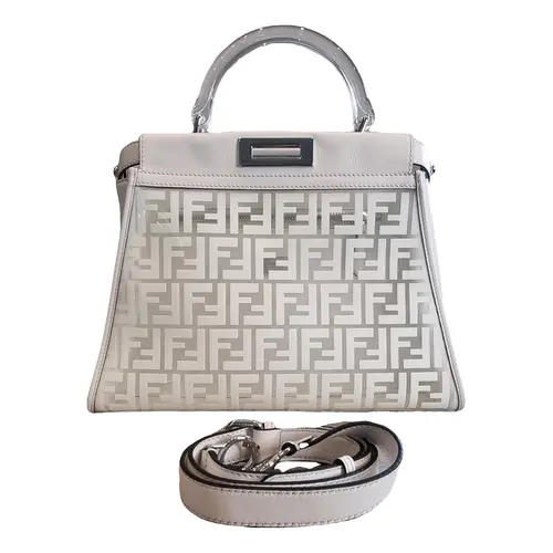 FENDI PEEKABOO FF ZUCCA CLEAR PVC CALFSKIN LEATHER SHOULDER BAG