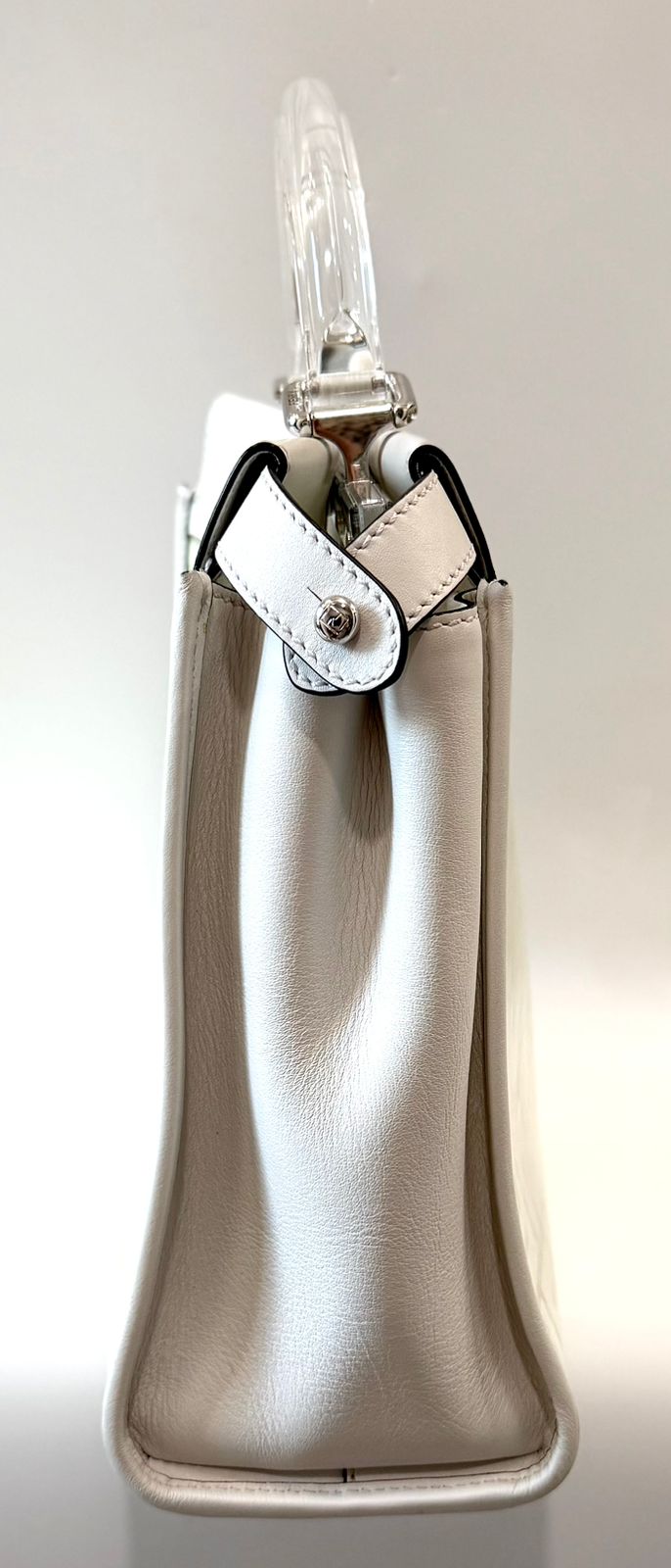 FENDI PEEKABOO FF ZUCCA CLEAR PVC CALFSKIN LEATHER SHOULDER BAG