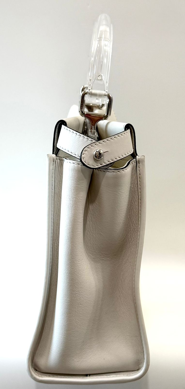 FENDI PEEKABOO FF ZUCCA CLEAR PVC CALFSKIN LEATHER SHOULDER BAG
