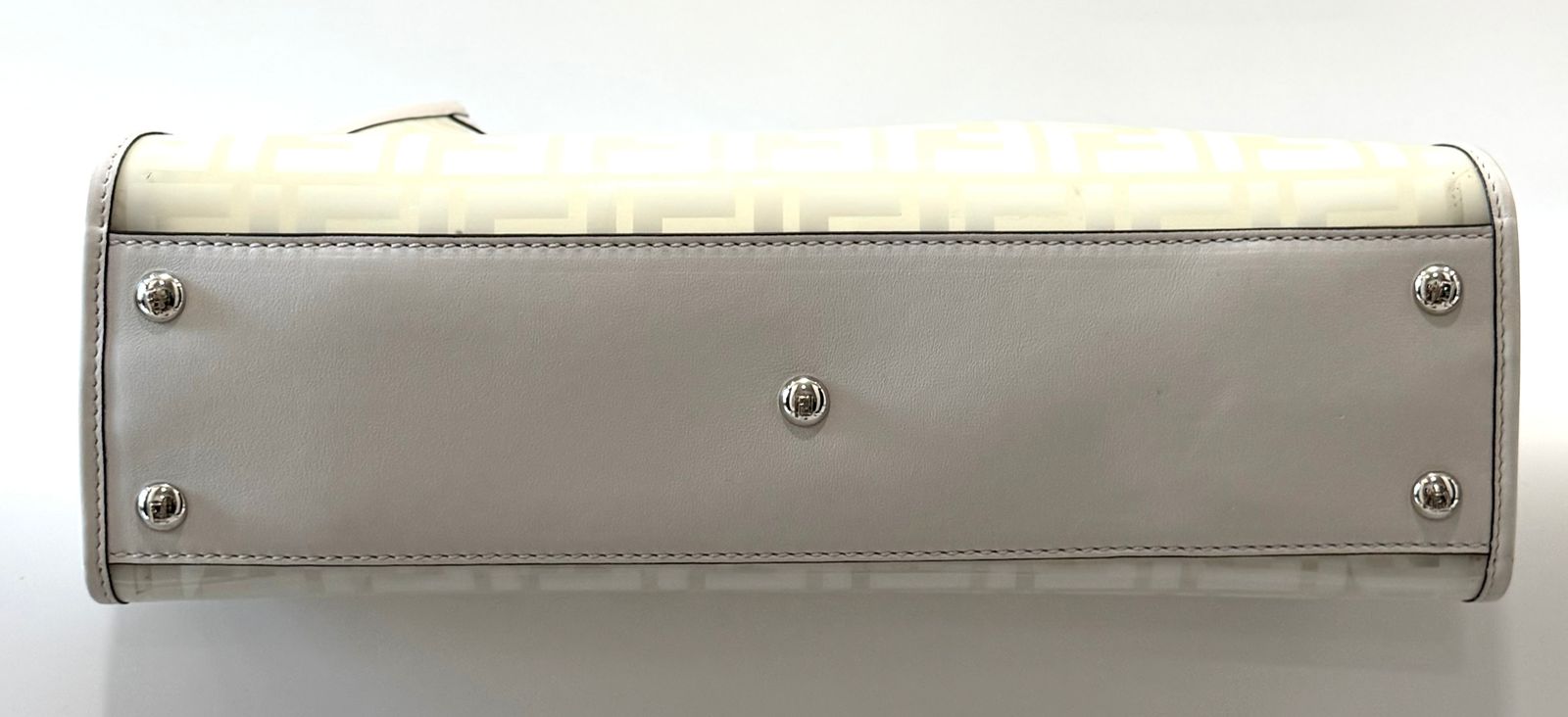 FENDI PEEKABOO FF ZUCCA CLEAR PVC CALFSKIN LEATHER SHOULDER BAG