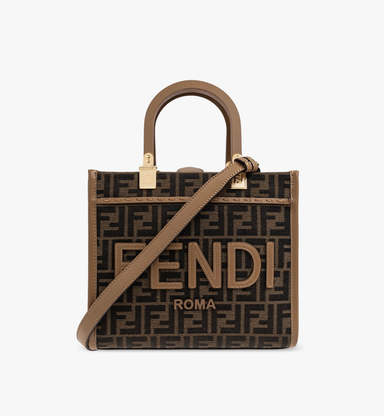 FENDI SUNSHINE SMALL FF JACQUARD HANDBAG