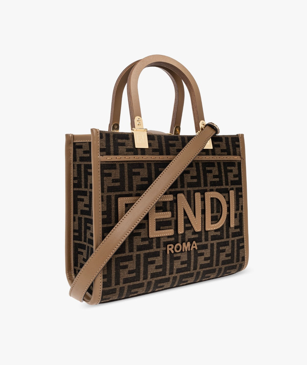 FENDI SUNSHINE SMALL FF JACQUARD HANDBAG