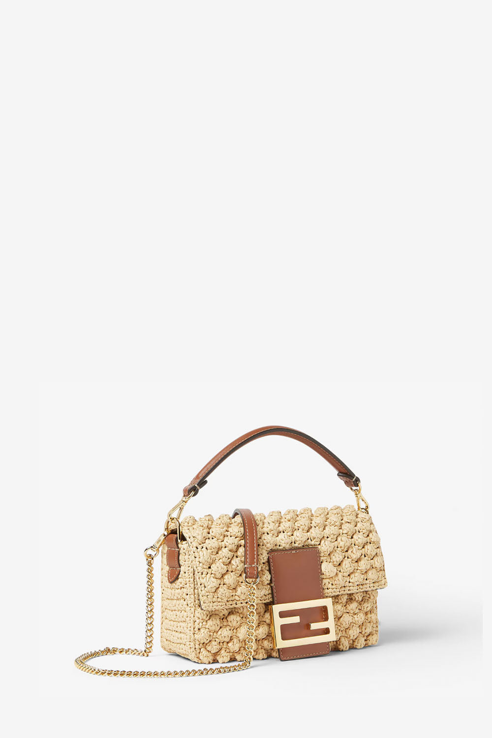 Baguette® Mini Bag Of Raffia Effect Material With Hazelnut Knit