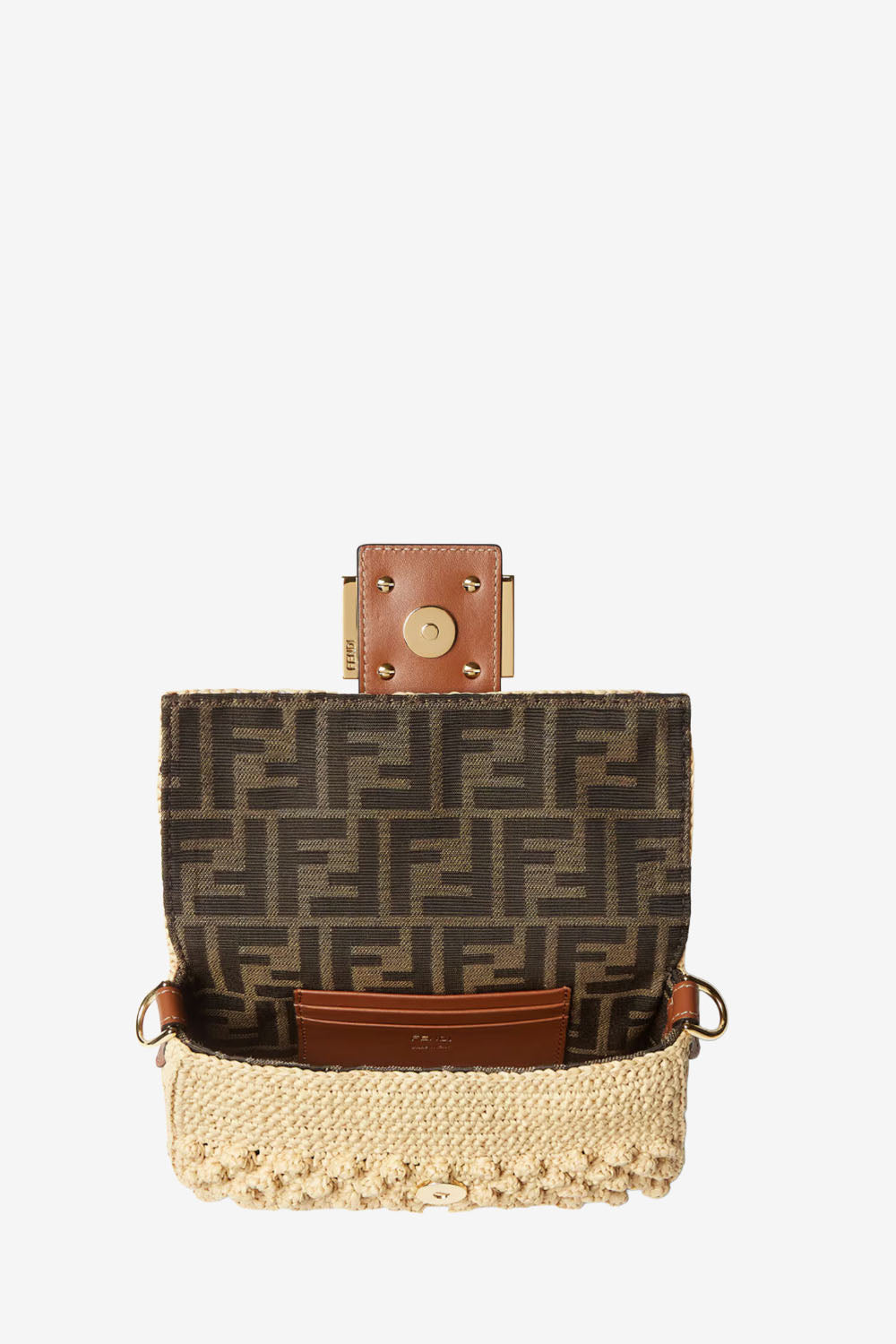 Baguette® Mini Bag Of Raffia Effect Material With Hazelnut Knit