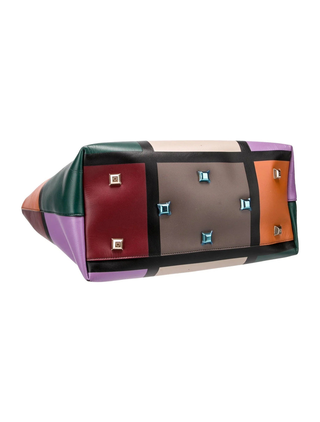 SALVATORE FERRAGAMO CALFSKIN PATCHWORK STUDIO TOTE BAG