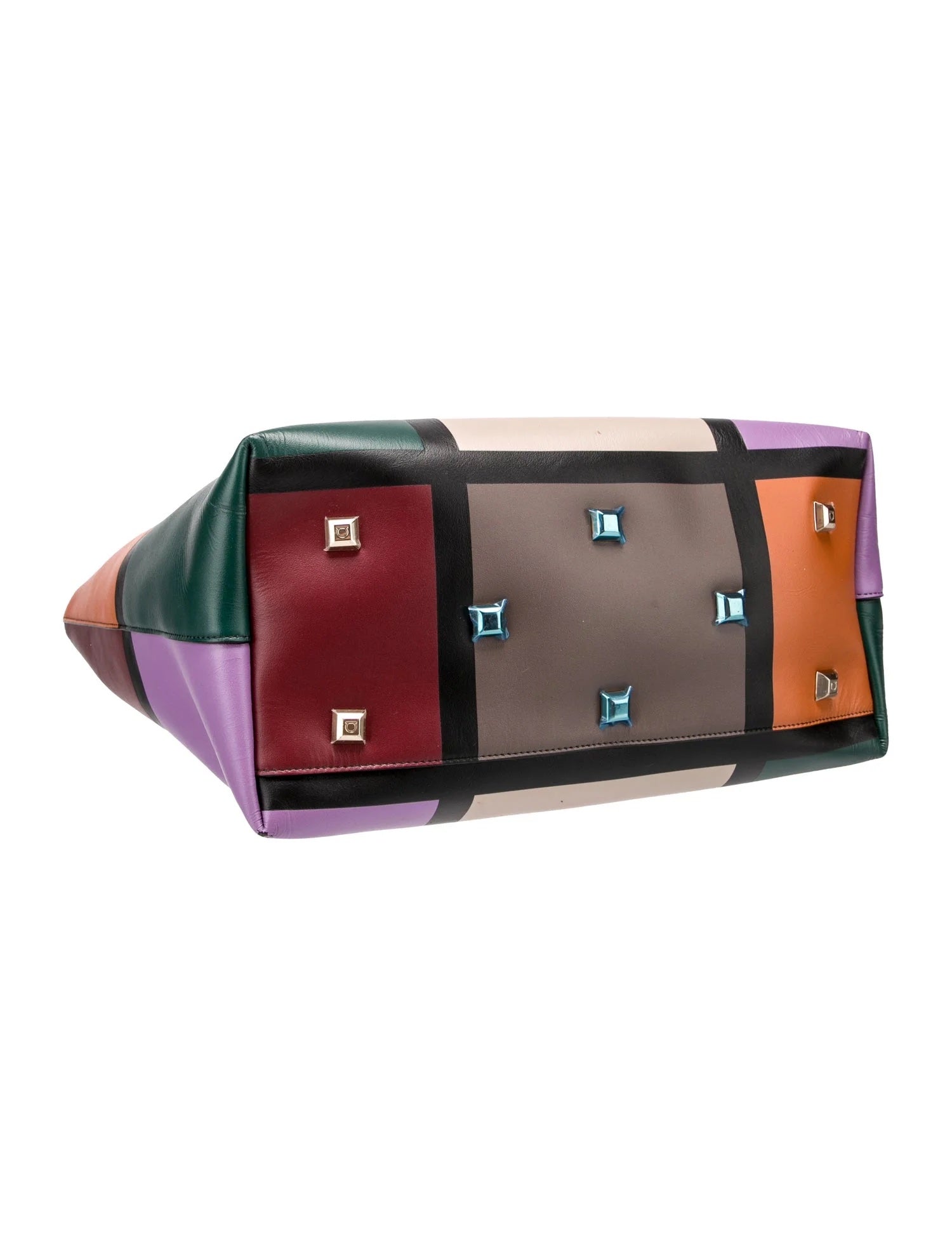 SALVATORE FERRAGAMO CALFSKIN PATCHWORK STUDIO TOTE BAG