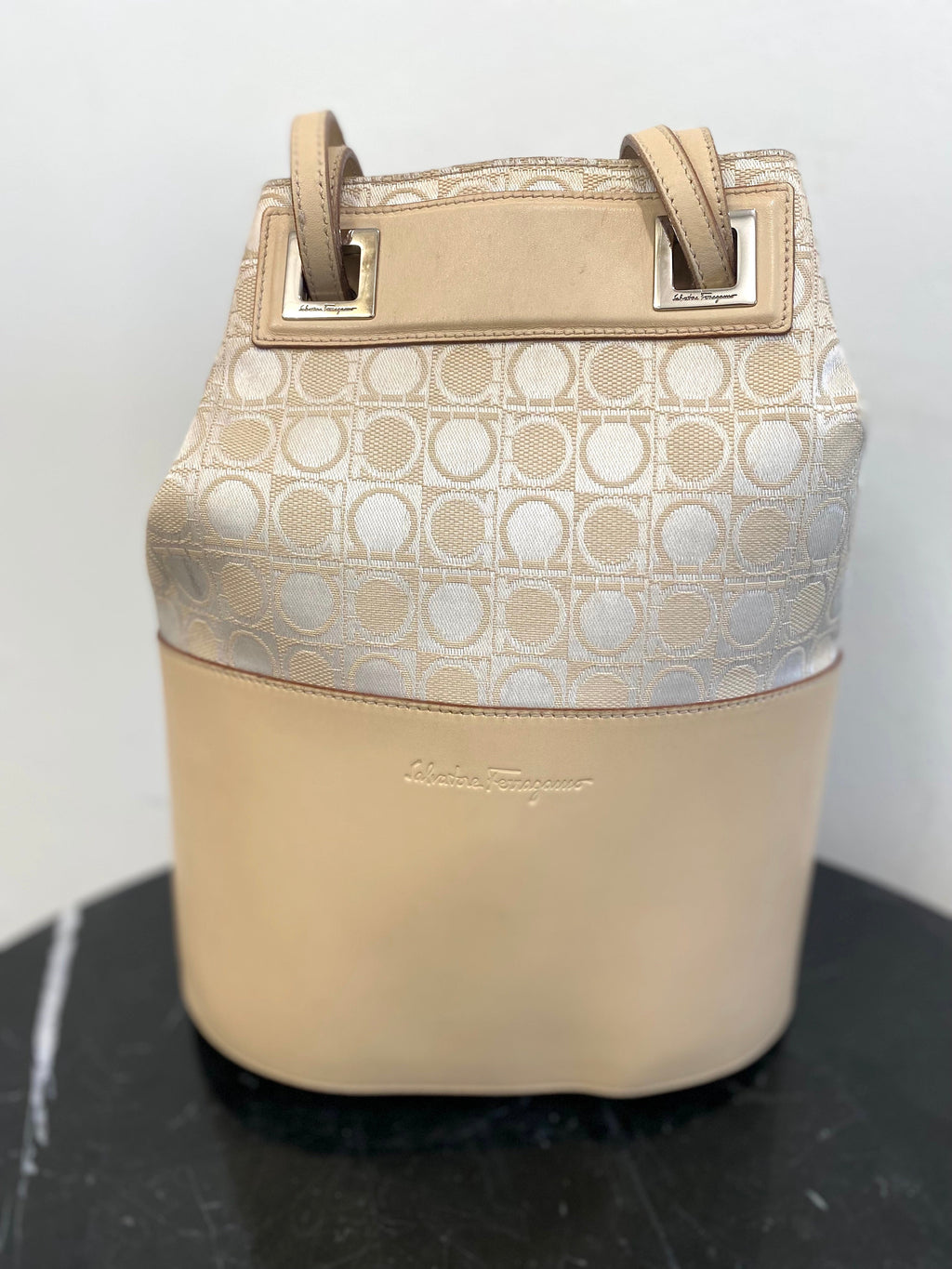 SALVATORE FERRAGAMO MONOGRAM BUCKET BAG