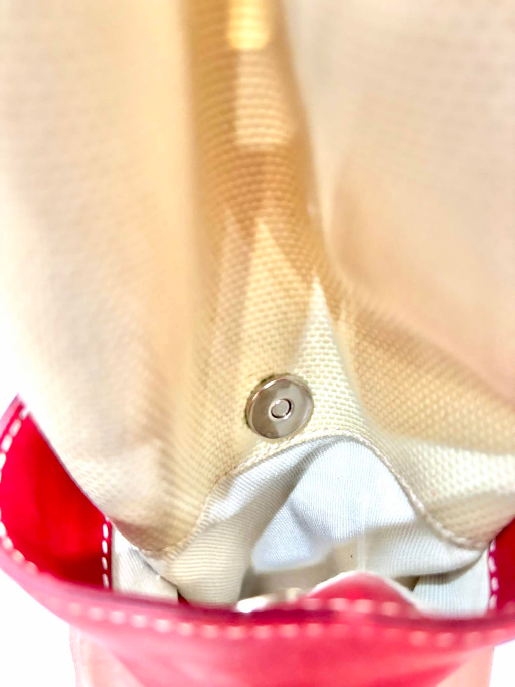 FERRAGAMO VINTAGE RED LEATHER CANVAS TOTE BAG