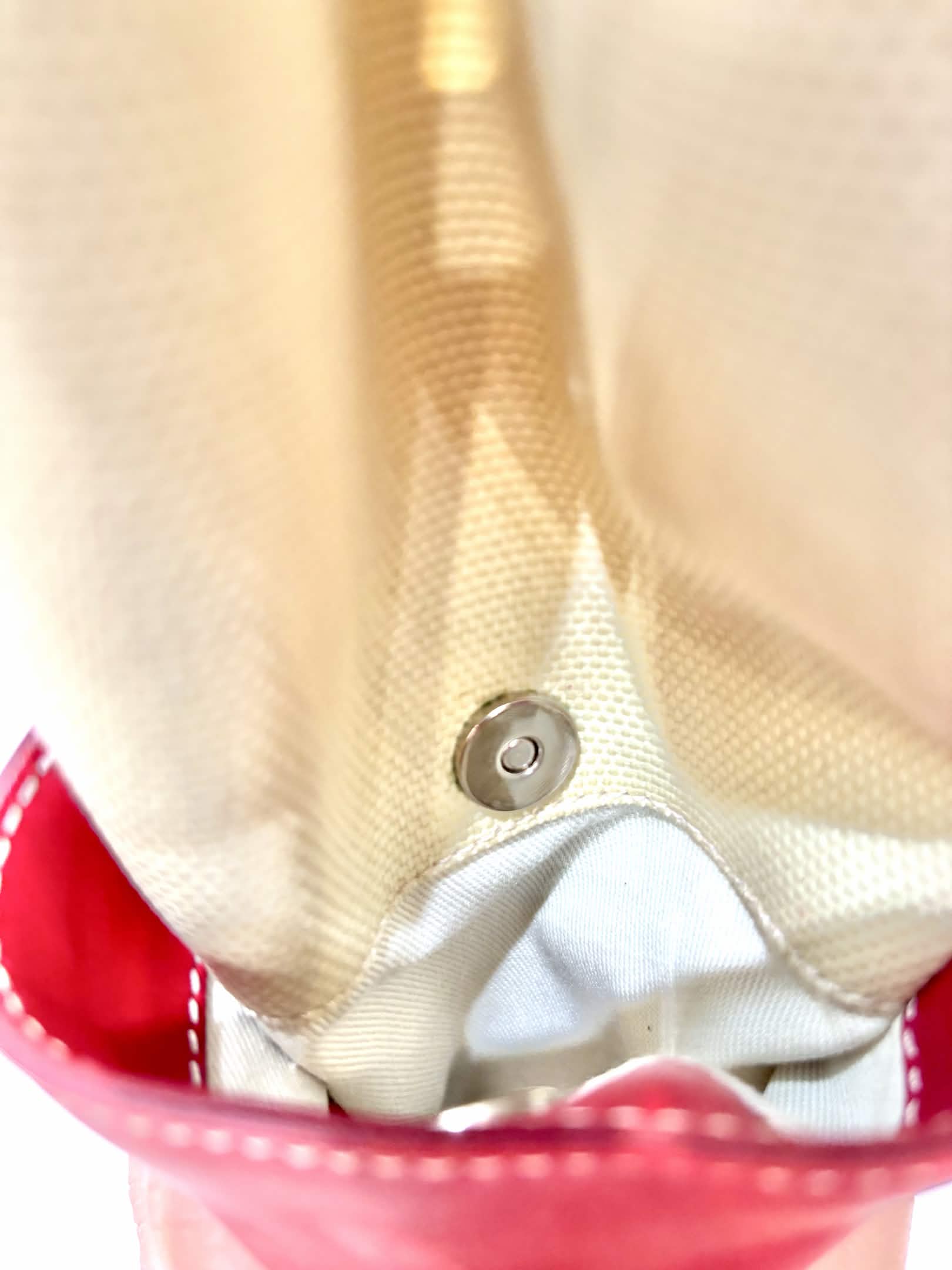 FERRAGAMO VINTAGE RED LEATHER CANVAS TOTE BAG