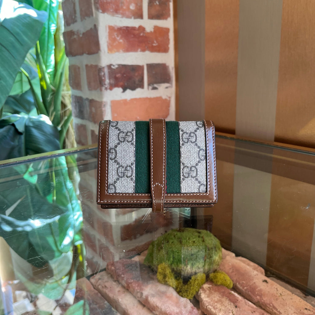 GUCCI GG Supreme Coated Canvas Piston Lock Ophidia Wallet