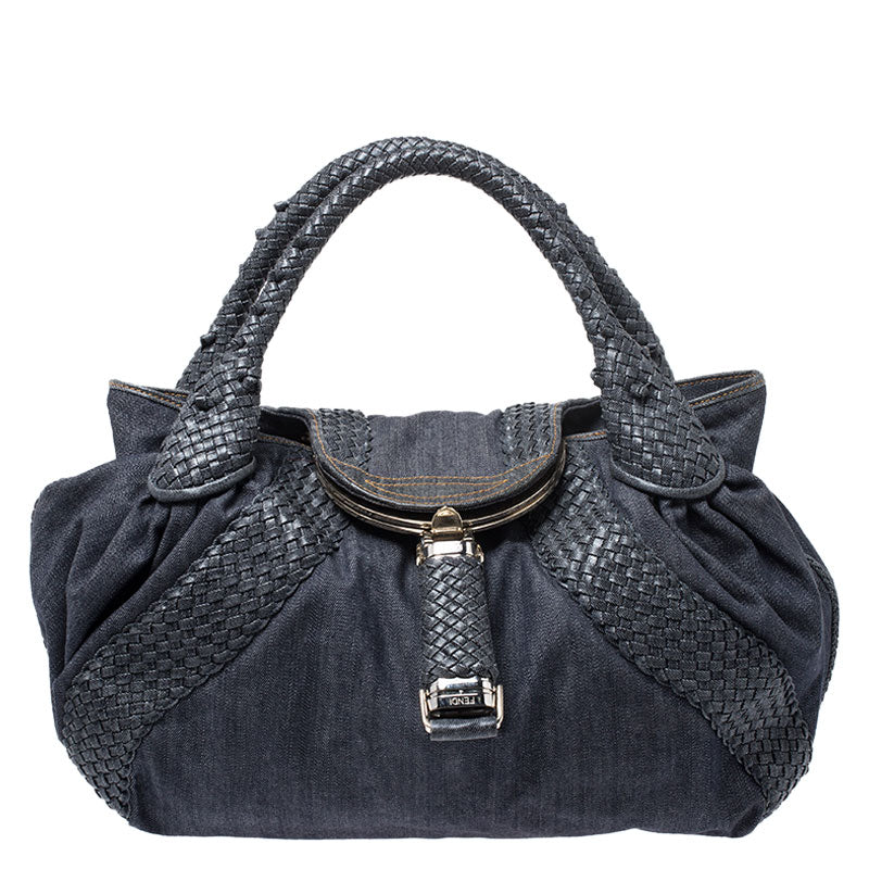 FENDI DENIM & LEATHER  SPY BAG