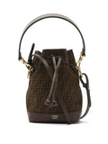 FENDI FF MINI SUEDE AND LEATHER MON TRÉSOR BUCKET BAG