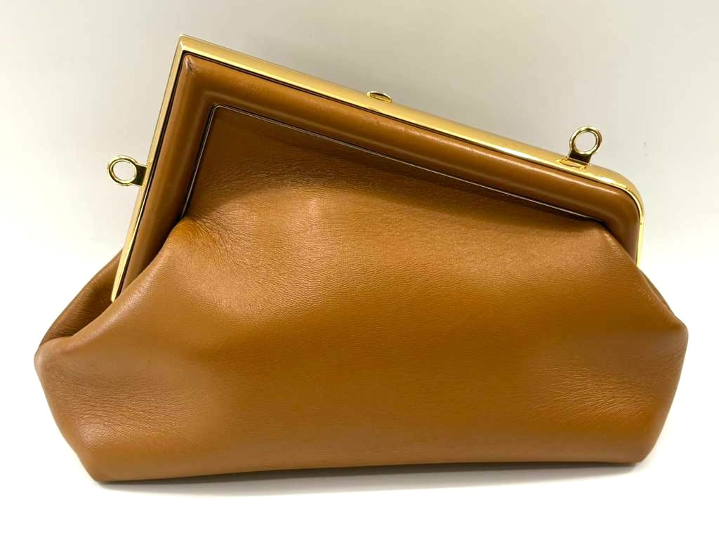 FENDI FENDI FIRST SMALL NAPPA LEATHER BAG IN CARAMELLO