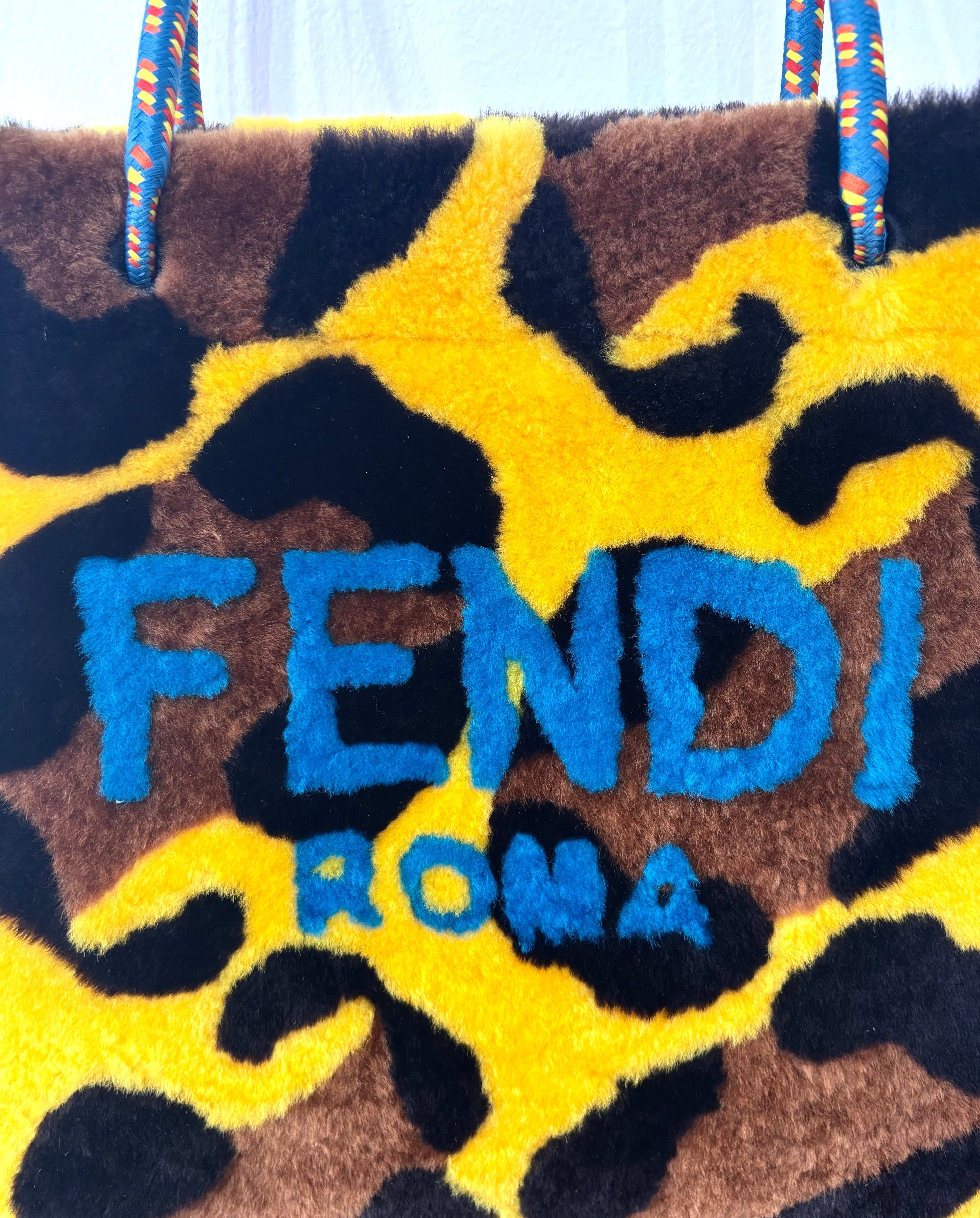 FENDI SUNSHINE SHERLING SHOPPER RUNWAY LIMITED EDITION TOTE BAG