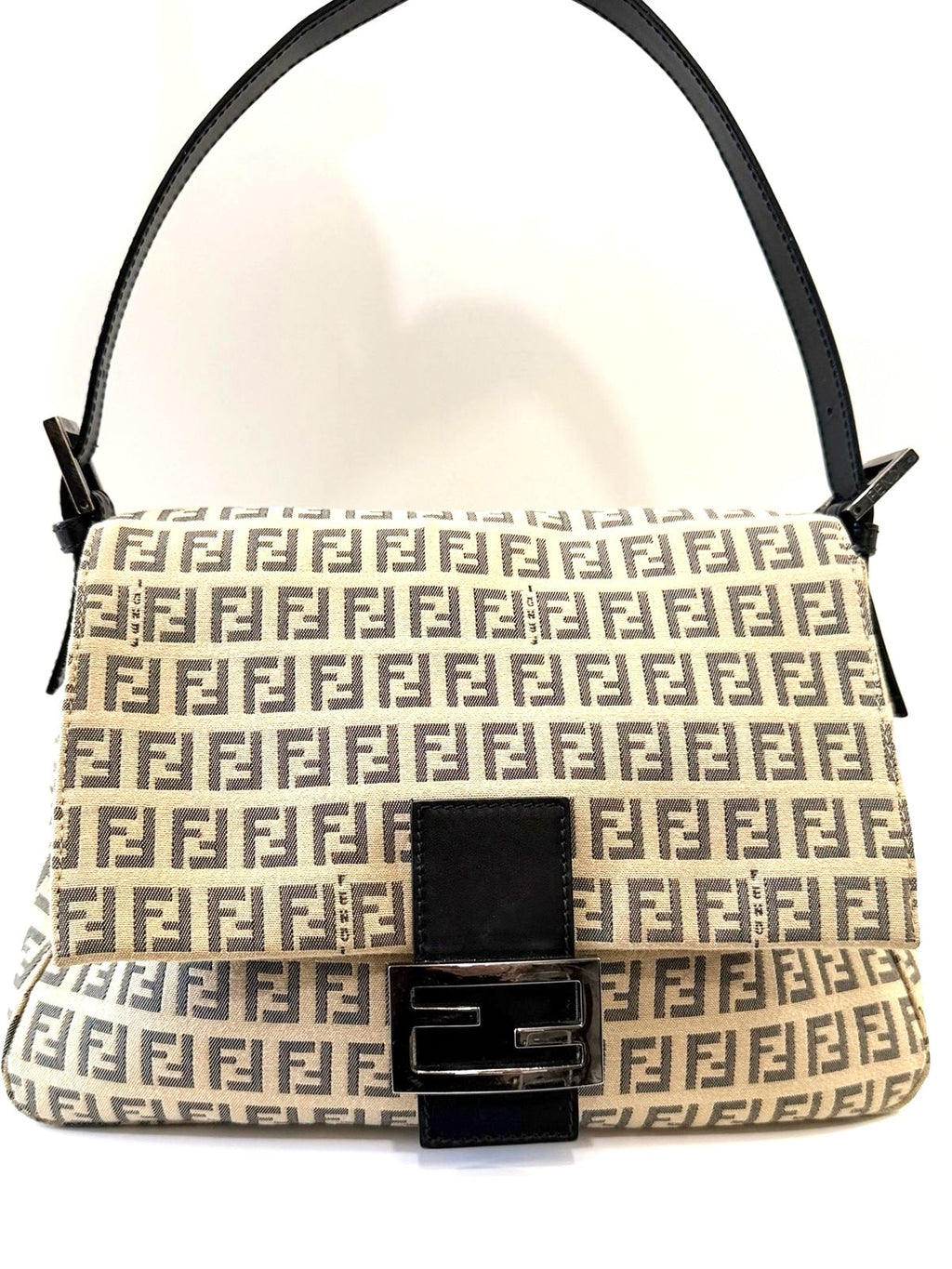 FENDI ZUCCHINO FF MAMA BAGUETTE SHOULDER BAG