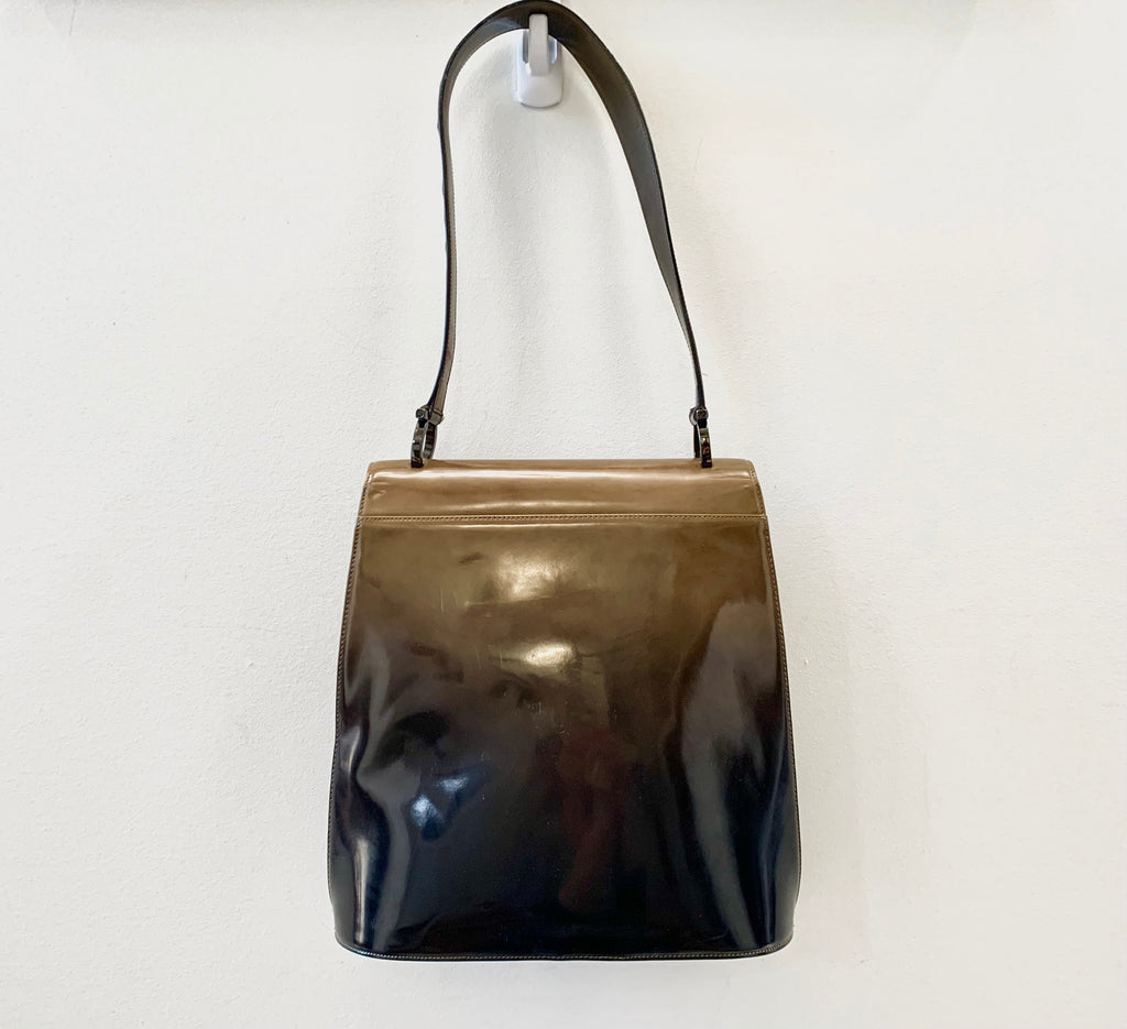 SALVATORE FERRAGAMO GANCINI GRADIENT PATENT LEATHER BAG