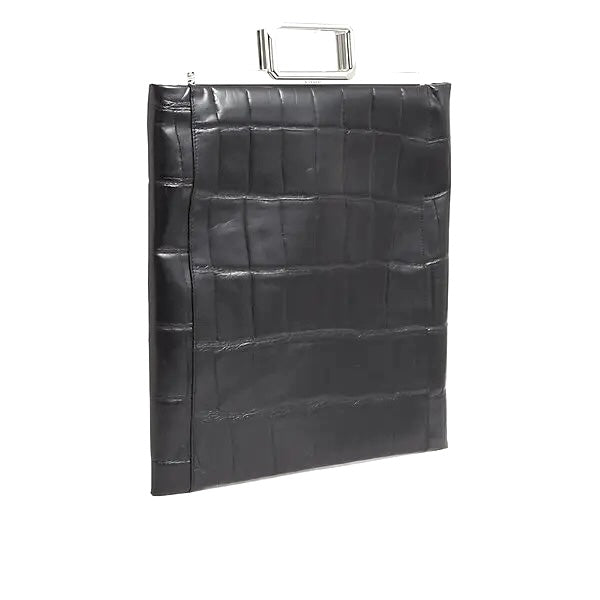 GIVENCHY CROC EMBOSSED LEATHER METAL HANDLE BAG
