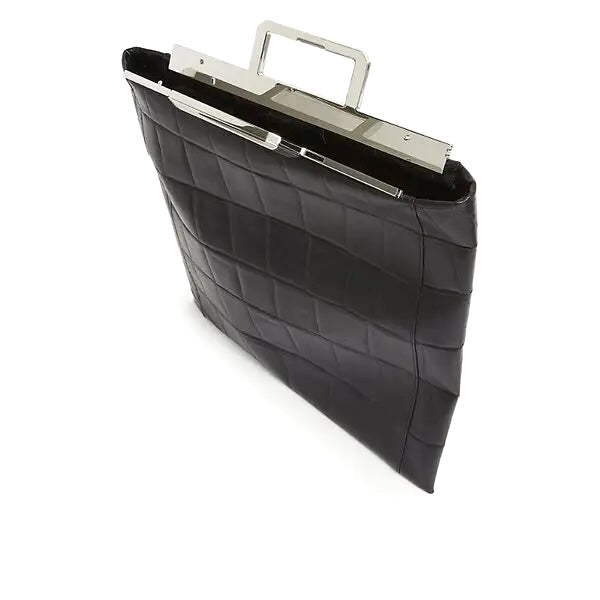 GIVENCHY CROC EMBOSSED LEATHER METAL HANDLE BAG