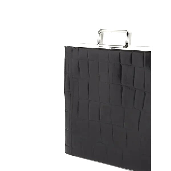 GIVENCHY CROC EMBOSSED LEATHER METAL HANDLE BAG