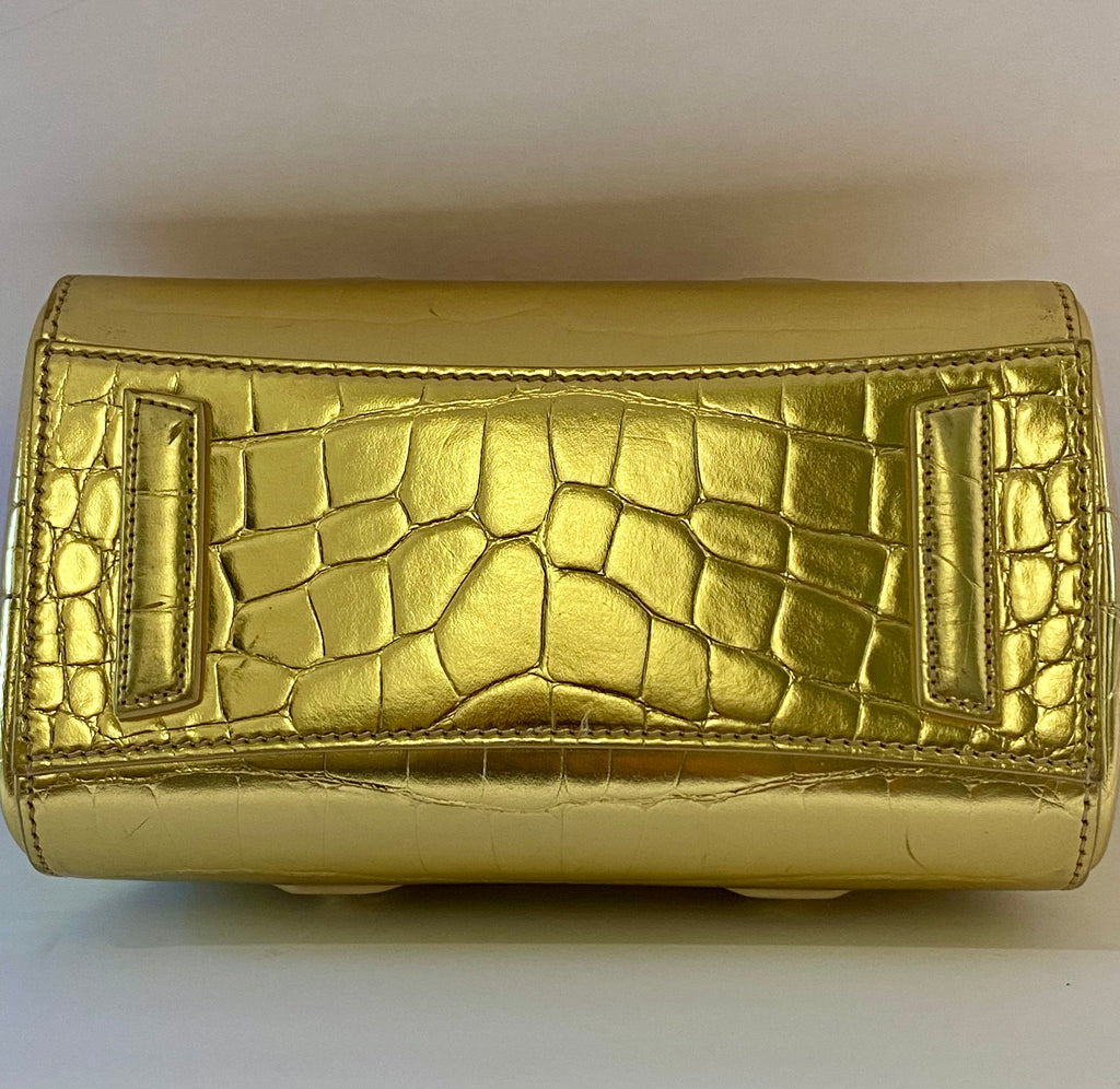 GIVENCHY CALFSKIN CROC EMBOSSED MINI LOCK ANTIGONA BAG