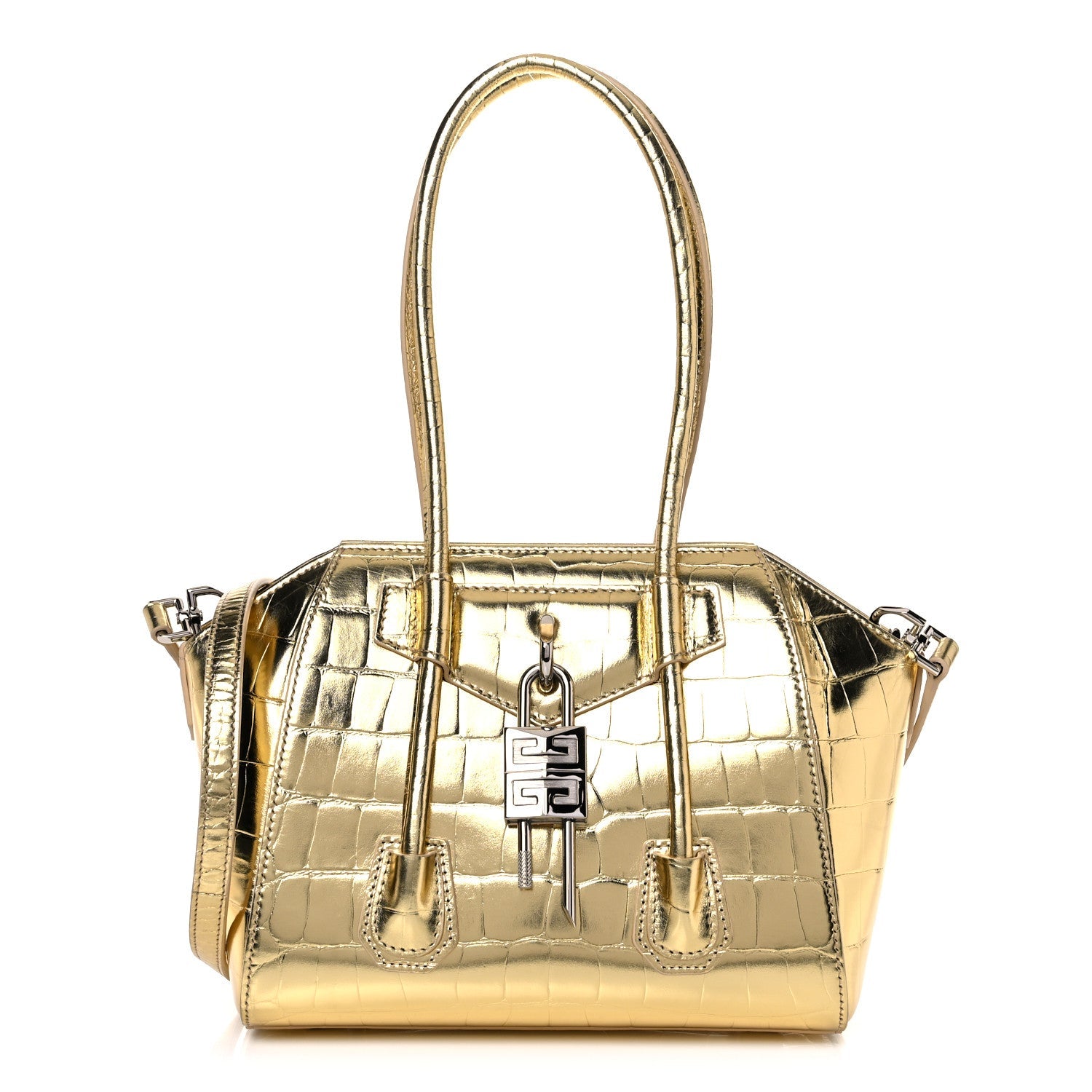 GIVENCHY CALFSKIN CROC EMBOSSED MINI LOCK ANTIGONA BAG