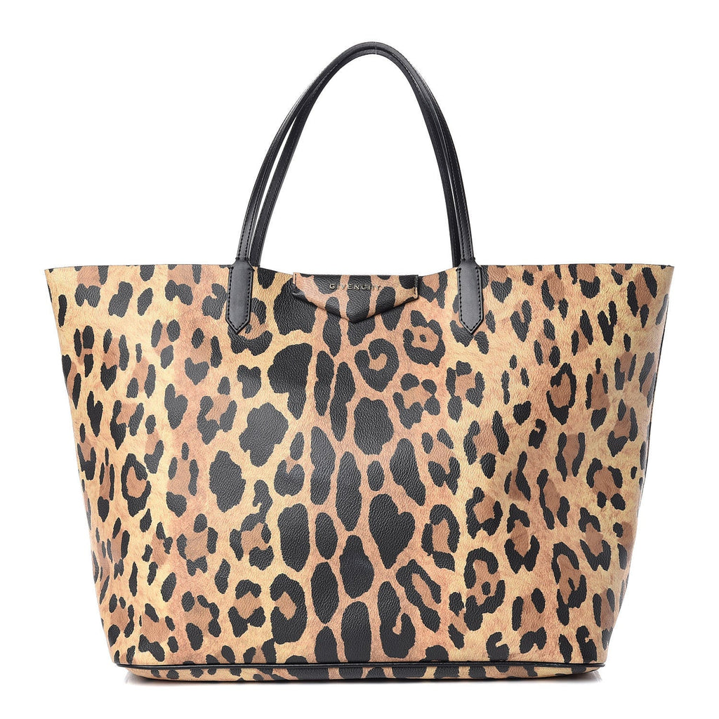 GIVENCHY COATED CANVAS LEOPARD PRINT LARGE ANTIGONA TOTE BAG