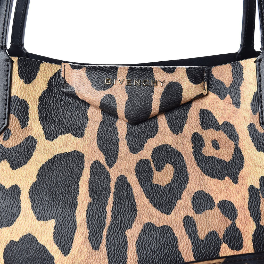 GIVENCHY COATED CANVAS LEOPARD PRINT LARGE ANTIGONA TOTE BAG