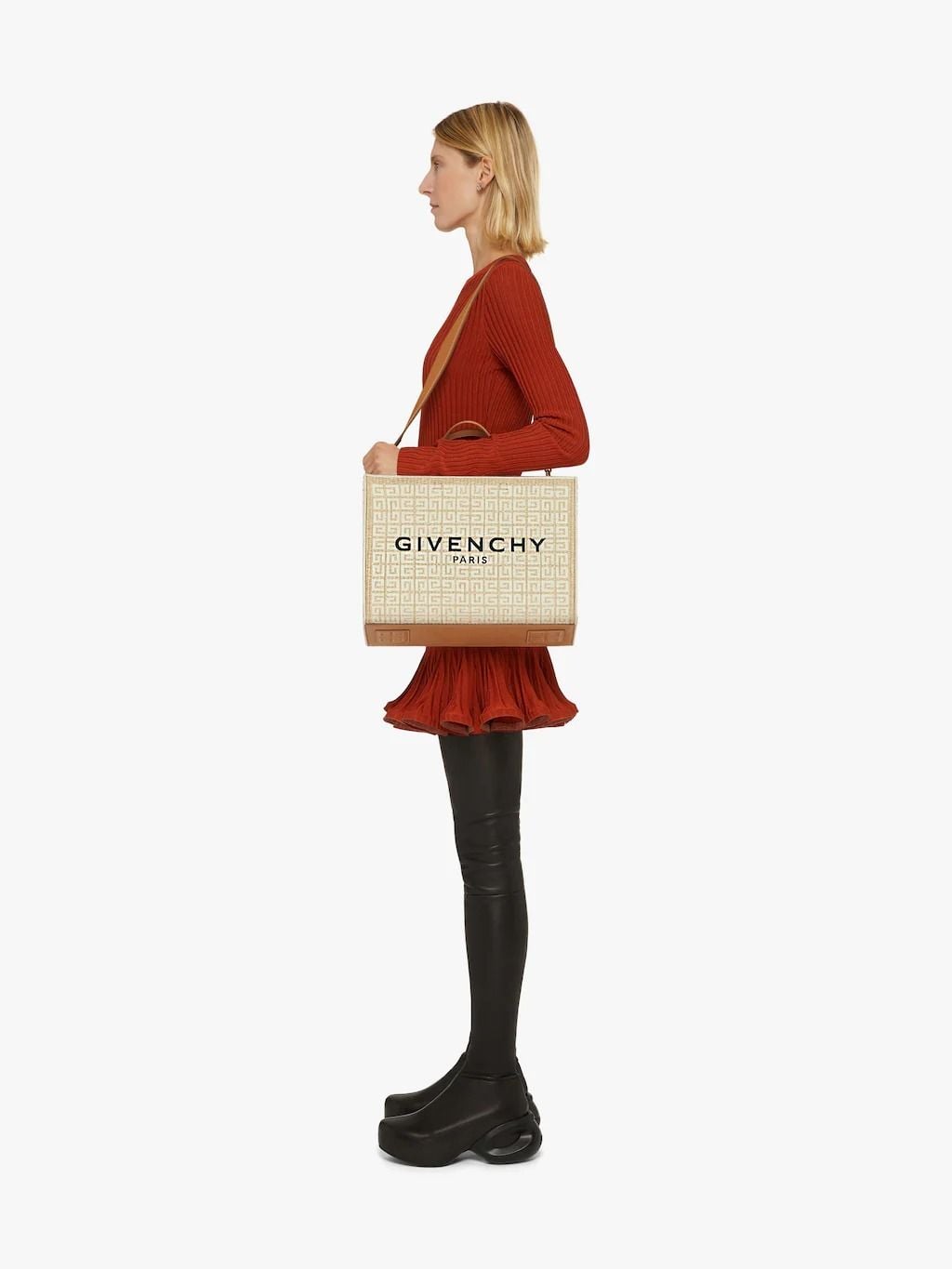 GIVENCHY LOGO PRINT COTTON BLEND MEDIUM 4G TOTE BAG