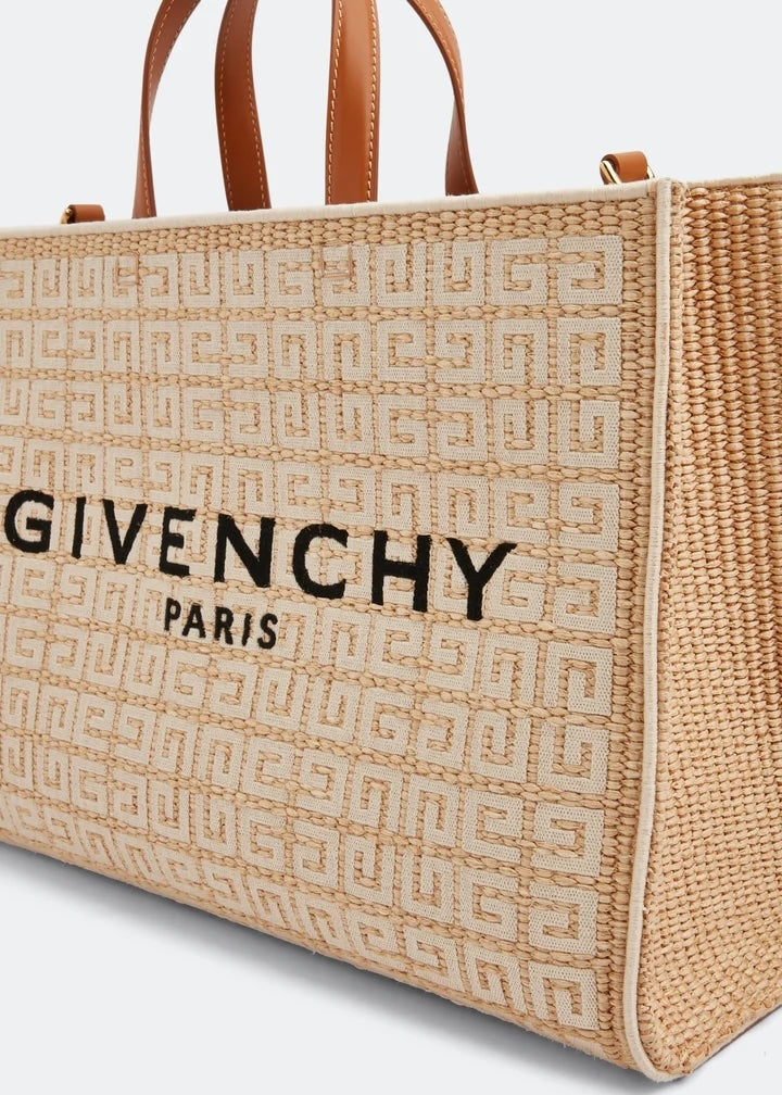 GIVENCHY LOGO PRINT COTTON BLEND MEDIUM 4G TOTE BAG
