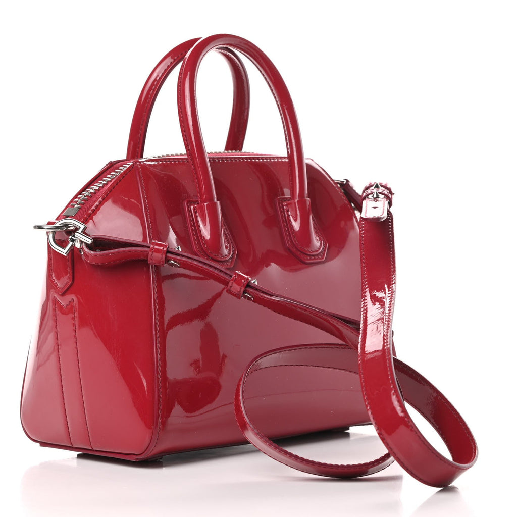 GIVENCHY SMALL ANTIGONA PATENT LEATHER SATCHEL BAG