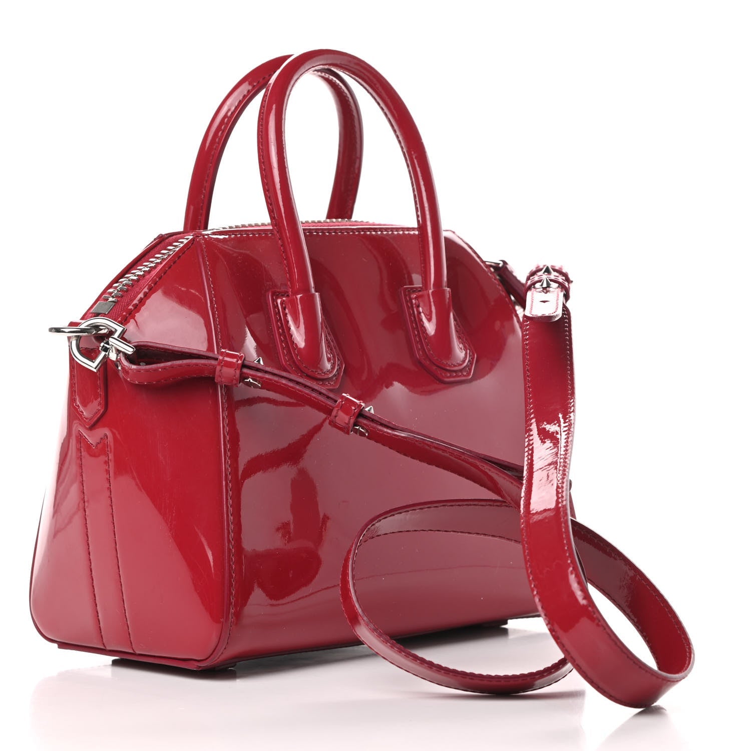 GIVENCHY SMALL ANTIGONA PATENT LEATHER SATCHEL BAG
