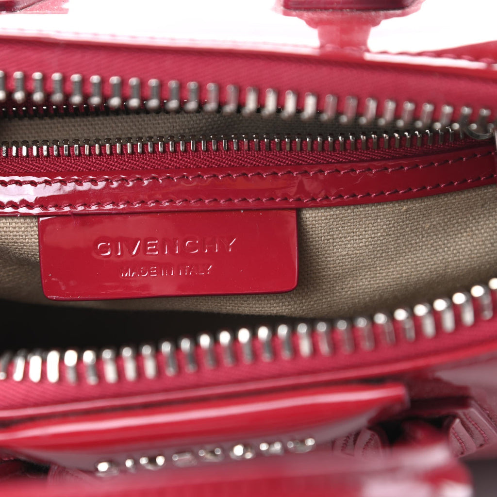 GIVENCHY SMALL ANTIGONA PATENT LEATHER SATCHEL BAG