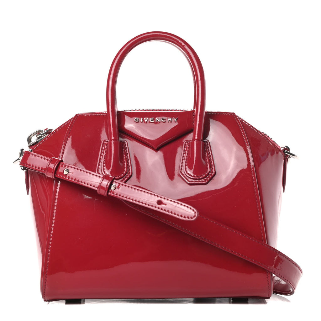 GIVENCHY SMALL ANTIGONA PATENT LEATHER SATCHEL BAG