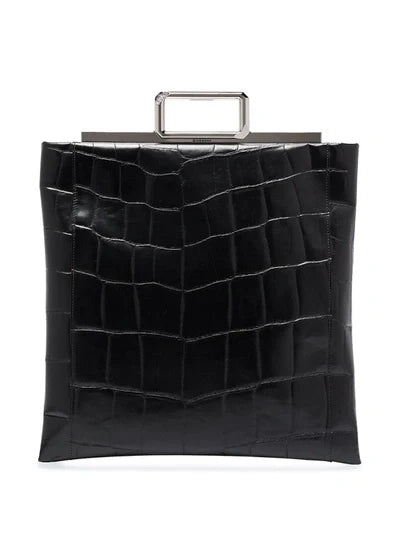 GIVENCHY CROC EMBOSSED LEATHER METAL HANDLE BAG
