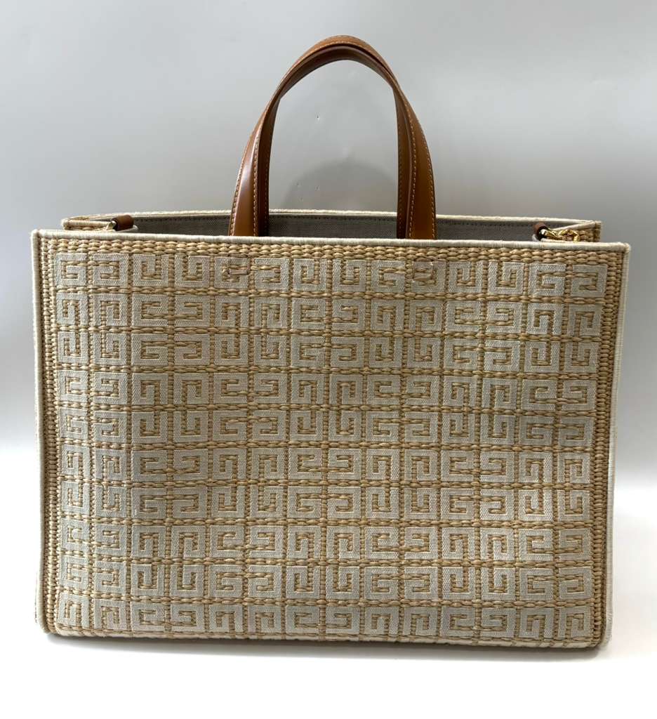 GIVENCHY LOGO PRINT COTTON BLEND MEDIUM 4G TOTE BAG