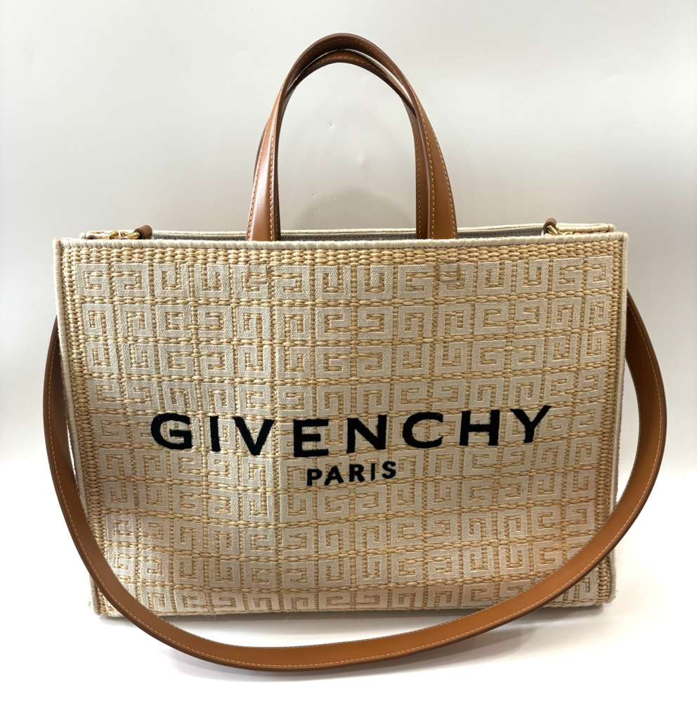 GIVENCHY LOGO PRINT COTTON BLEND MEDIUM 4G TOTE BAG