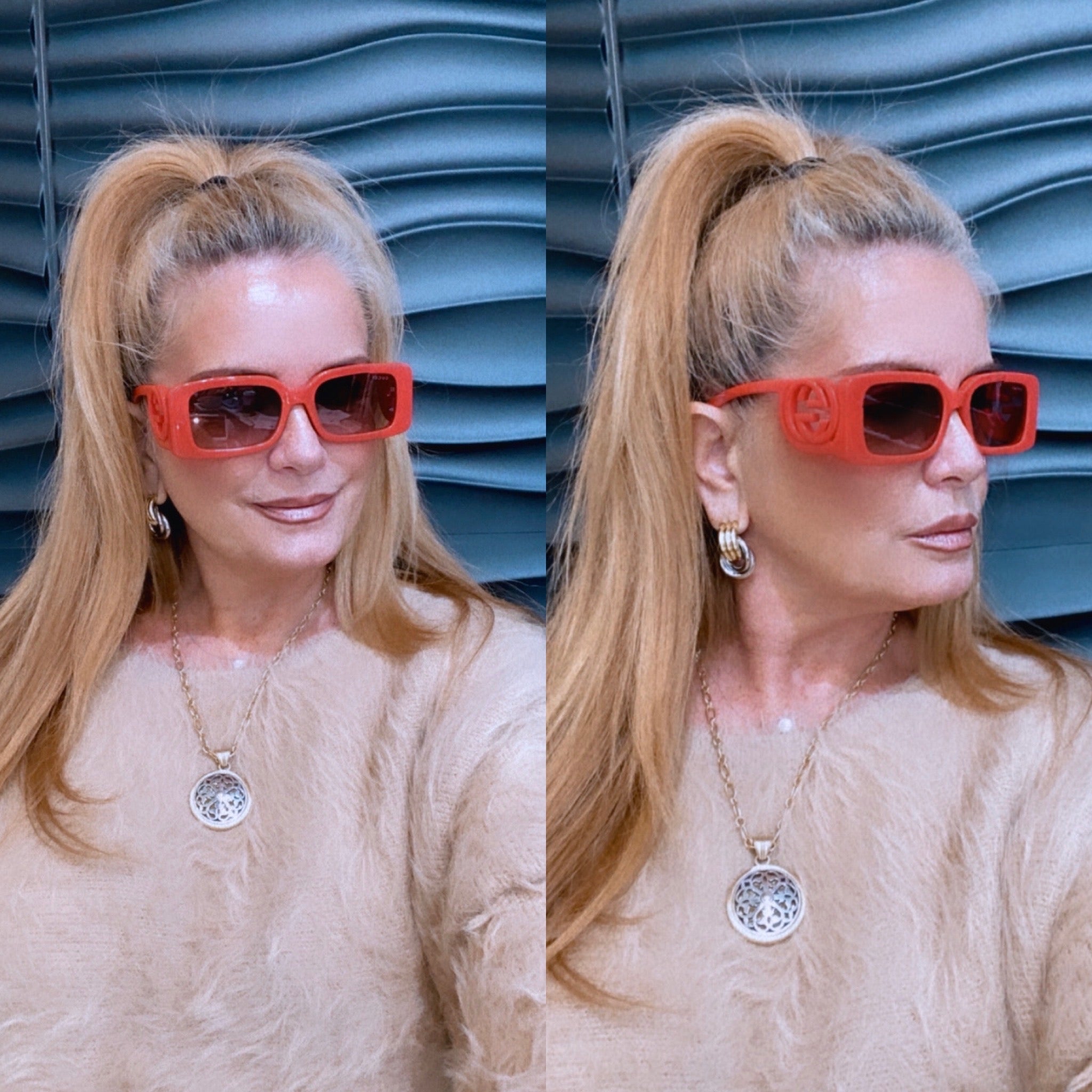 GUCCI GG ACETATE CHAISE RECTANGULAR FRAME SUNGLASSES