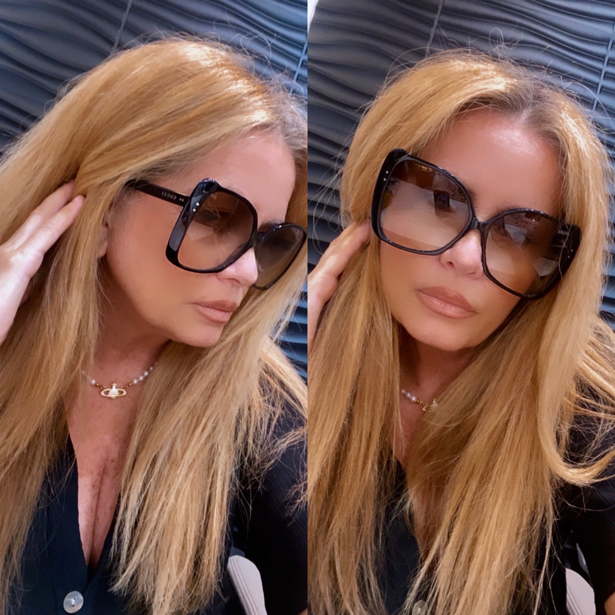GUCCI ACETATE OVERSIZE SQUARE FRAME SUNGLASSES