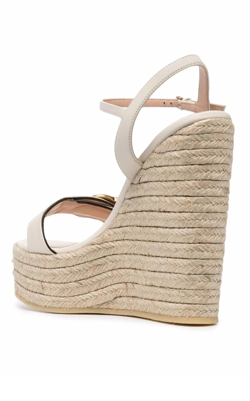 GUCCI AITANA LOGO EMBELLISHED LEATHER WEDGE HEEL ESPADRILLES
