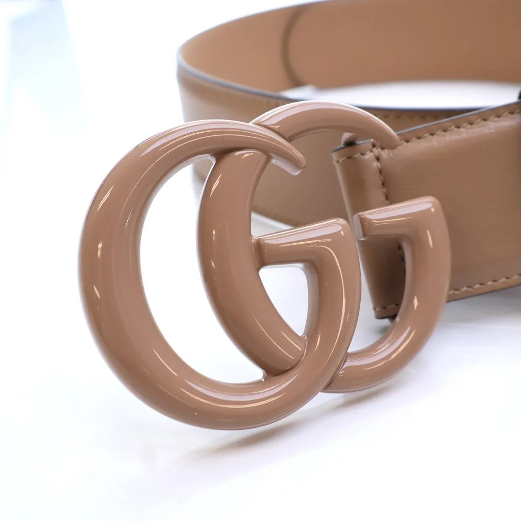 GUCCI AZALEA CALFSKIN ENAMEL MONOCHROM DOUBLE G BELT